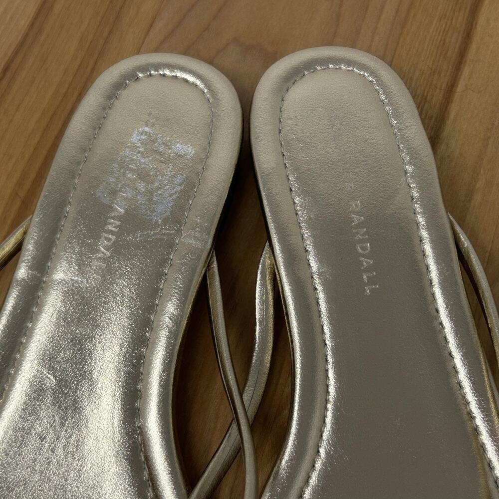Loeffler Randall Sandals 10 Liv Metallic Gold Flat Strappy Minimalist Minimalist - Picture 10 of 11